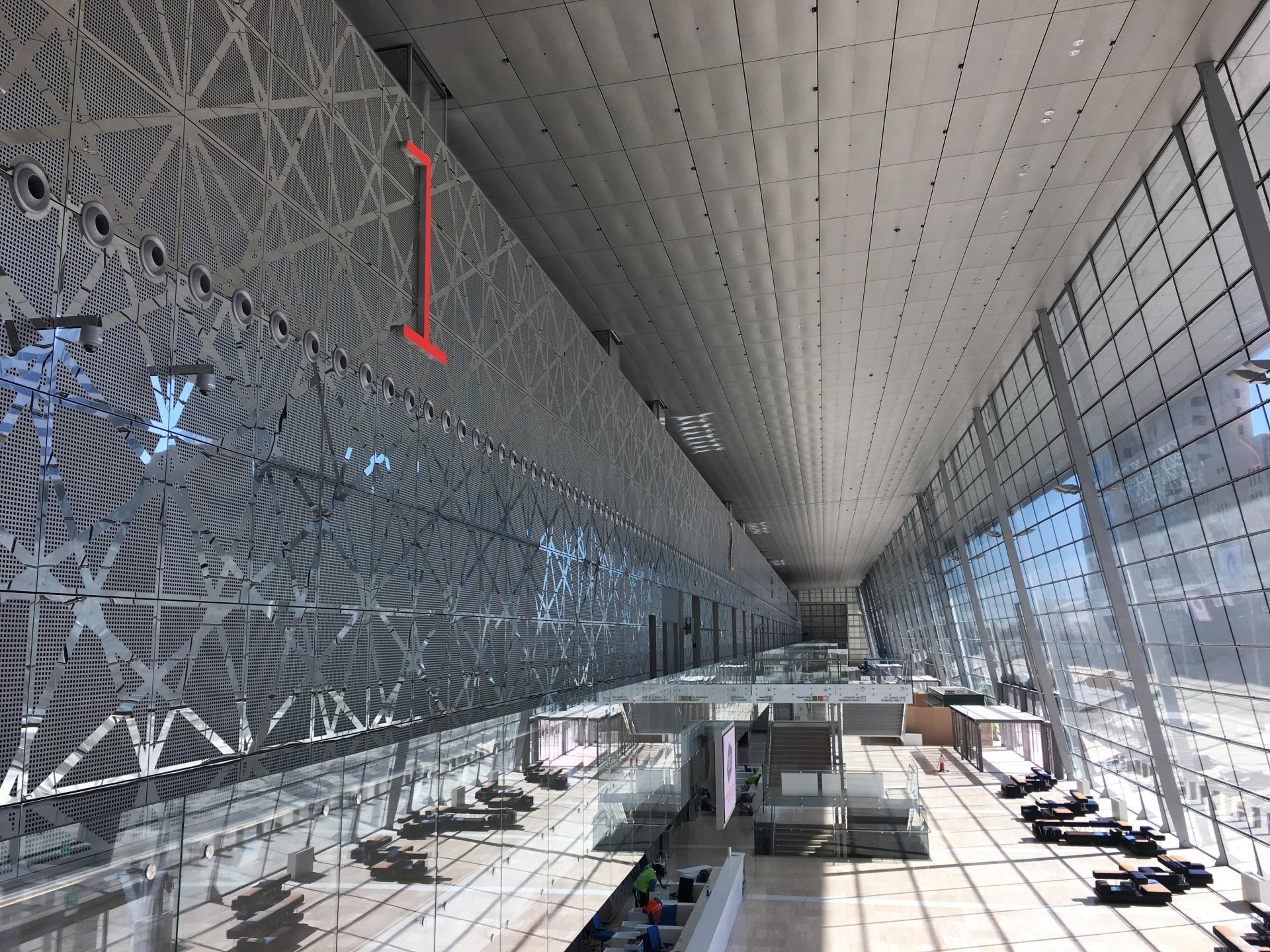 View of DECC exhibition centre with Endpoint's wayfinding system