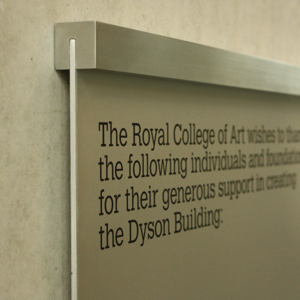 Royal College of Art panel sign close up