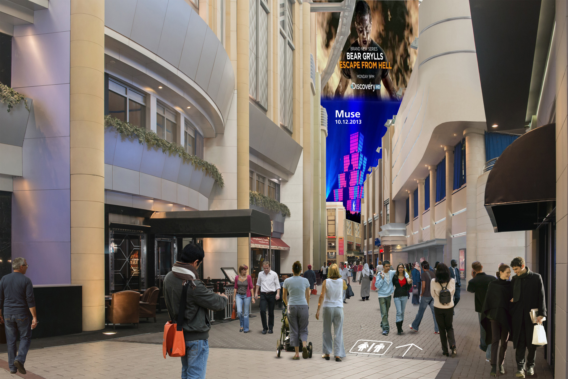 Inside the O2 - projection on the roof